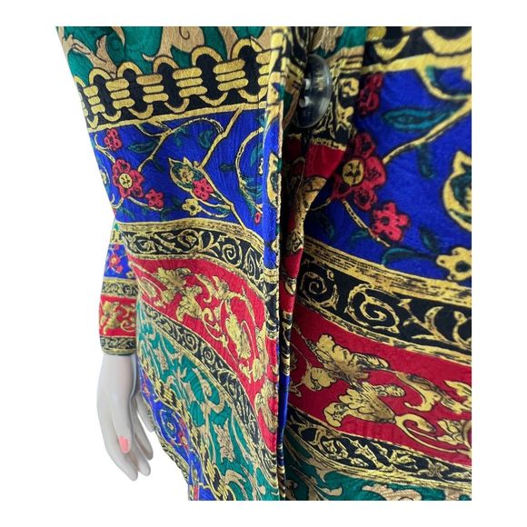 Vtg Talbot Petites 100% Silk Jacket Colorful Floral Print Button Front Sz 14 - Picture 5 of 8